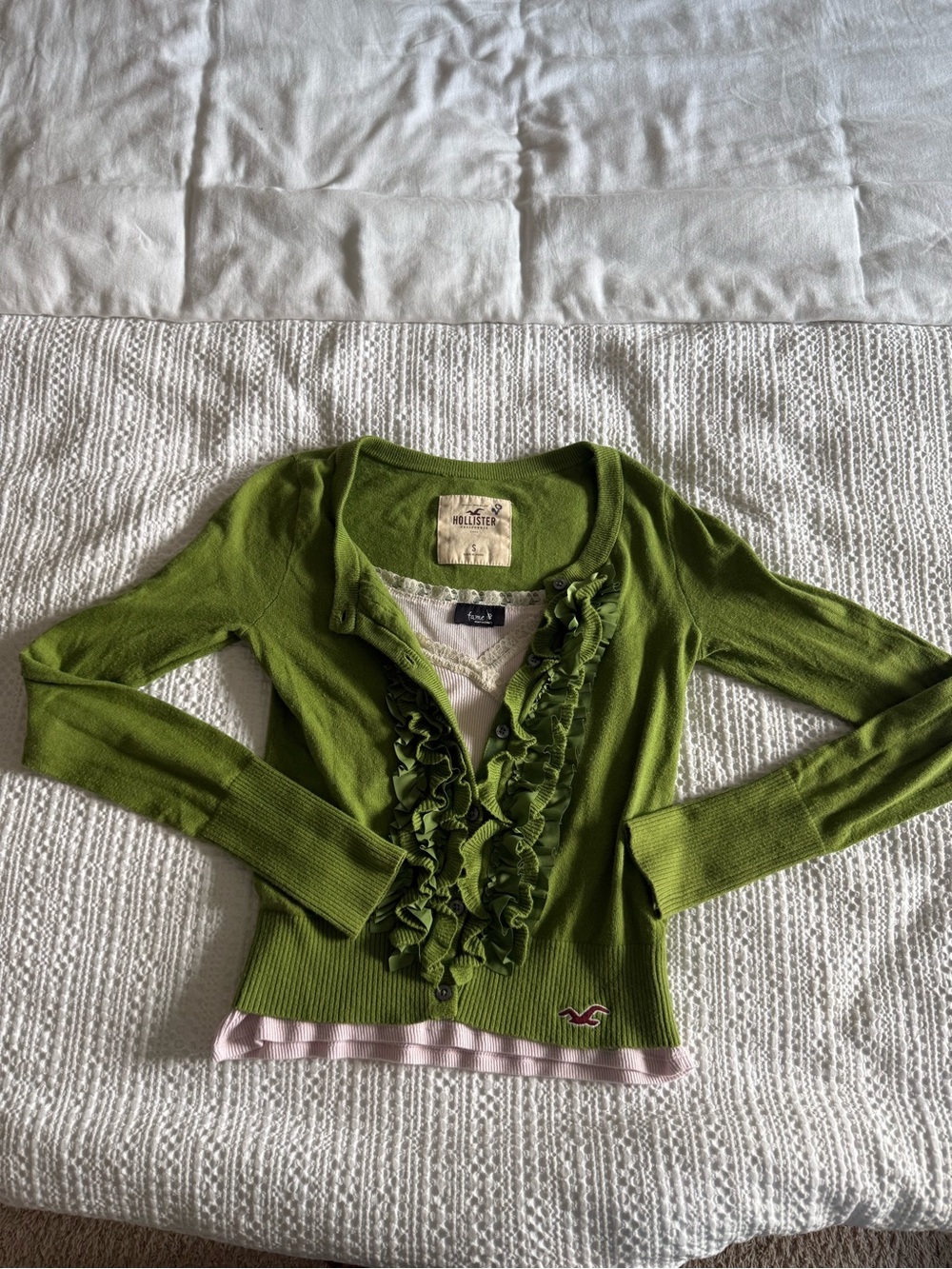 Y2K hollister matcha green cardigan Elena Gilbert Bella Swan vintage - Picture 2 of 9